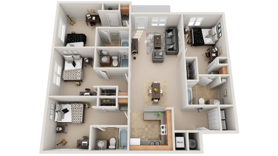 4 Bed/ 4 Bath 1605 Furnished