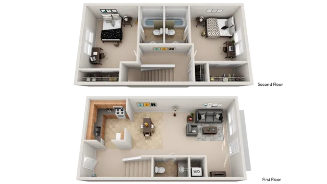 2 Bed/ 2.5 Bath 1,050 sq. ft.